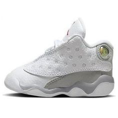 Toddler's Jordan 13 Retro White/True Red-Wolf Grey Size: 8.  Gender: unisex. Baby Jordan Shoes, Girls Sneakers Outfit, Toddler Sneakers Girl, Basketball Workout, Girls Basketball Shoes, Nike Sneakers Outfit, Baby Jordans, Nike Shoes Girls, Jordan 13 Retro