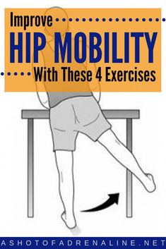 a man sitting at a table with the text improve hip mobility with these 4 exercises