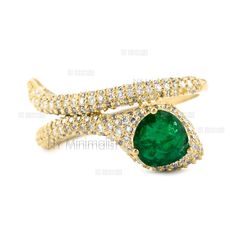 Pear Zambian Emerald Genuine Gemstone Ring/ Real Cluster Diamond Pave Ring/ 18K Solid Gold Snake Ring/ Serpent Ring/ Wrap Around Ring * SKU: SPBR00600/SGR02160_39505 * Made to Order. * Gold Purity: 18K Solid Yellow Gold (stamped) * Custom Gold Color: Yellow, Rose, White Gold * Custom Gold Purity: 9K/14K/18K (Charges Apply) * Diamond 100% Genuine Diamond * Diamond Weight: 0.67 ct. * Diamond Color: G-H * Diamond Clarity: SI1- SI2 * Diamond Cut: Brilliant Cut (Excellent) * Genuine Emerald Weight: 0 Gold Emerald Ring With Pave Setting, Gold Emerald Ring With Pavé Setting, 14k Gold Green Jewelry With Pave Setting, Green 14k Gold Jewelry With Pave Setting, Gold Emerald Ring With Pave Setting For Wedding, Gold Emerald Rings With Pave Setting, Yellow Gold Emerald Ring With Pave Setting For Promise, Yellow Gold Jewelry With Pave Setting For May Birthstone, Gemstone Snake Ring Fine Jewelry