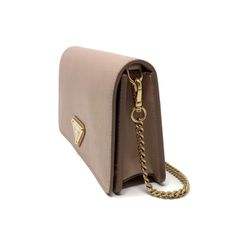 This elegant Prada wallet on chain crossbody bag is crafted from luxurious beige vitello move leather. A classic design, this handbag features a signature triangle logo plaque, and a gold chain strap. Carry your essentials in style with multiple cards slots in the compact interior. Effortlessly transition from day to night with this fashion-forward yet functional piece, only from Prada.    Model: 1BP021  Beige Vitello Move Leather  Gold-tone hardware  Double magnetic snap closure  Interior Cipri Beige Evening Bag With Gold-tone Logo Plaque, Chic Formal Wallet On Chain With Logo Plaque, Classic Evening Wallet On Chain With Logo Plaque, Chic Wallet On Chain With Gold-tone Logo For Everyday, Formal Leather Wallet On Chain With Logo Plaque, Everyday Leather Wallet On Chain With Gold-tone Logo, Leather Wallet On Chain With Gold-tone Logo, Classic Formal Wallet On Chain With Logo Plaque, Elegant Evening Wallet On Chain With Logo Plaque