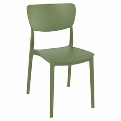 a green plastic chair on a white background