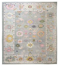 Handmade Oushak Rug Muted 8x10/9x12 Turkish Knot Area Rug Hand-Knotted Vintage Accent Colors For Gray, Carpet Weaving, Animal Illustration Art, Large Scale Floral, Tones Of Blue, Carpet Rugs, Rug Gallery, Hand Woven Pillows, Oushak Rugs