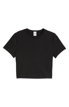 A mix of organic and recycled cotton adds to the feel-good factor of this abbreviated staple T-shirt. Crewneck Short sleeves 50% organic cotton, 50% recycled cotton Machine wash, tumble dry Made in the USA Basic Black Organic Cotton T-shirt, Fitted Organic Cotton Short Sleeve T-shirt, Fitted Organic Cotton T-shirt, Fitted Black Cropped T-shirt For Everyday, Fitted Basic Organic Cotton Top, Fitted Basic Top In Organic Cotton, Black Organic Cotton Crew Neck T-shirt, Fitted Basic Organic Cotton T-shirt, Fitted Organic Cotton Basic T-shirt