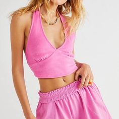 Free People Beach Hot Pink Slightly Salty Halter Top Terry Cloth Bnwt Size Small $38 Retail This Is So Cute! Perfect For The Summer, And I Am In Love With The Color!!! It’s So Coastal Cowgirl, Coquette, Barbie, And More! Can Be Worn So Many Different Ways And Has A Terry Cloth Material. Super Hard To Find And In High Demand! Grab It While You Can Trendy V-neck Halter Top For Vacation, Spring V-neck Halter Top For Day Out, Spring Vacation V-neck Halter Top, Chic Halter Top For Poolside, Chic Halter Top For Beach Party In Spring, Chic Spring Halter Top For Beach Party, Chic Halter Top For Spring Beach Party, Chic Poolside Halter Top, Summer Pink V-neck Halter Top