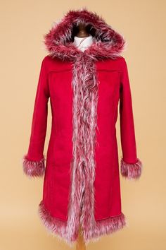 Beautiful PENNY LANE Vegan Coat With Hood. Stunning 1960s - Etsy 1970s Style, Coat With Hood, Raspberry Color, Penny Lane, 1970s Fashion, Style Pink, Faux Fur Jacket, Fur Jacket, Canada Goose Jackets