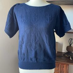 Rare And Vintage 1980s Usa Made! Cute For A Day Outing On The Water Or For A Navy Mama! Like New! Washed And Never Worn, Kept In Closet Vault! Boatneck With Anchors In Embossed Relief Design. Smoke Free Pet Friendly Home. Navy Retro Top For Fall, Retro Blue Knit Sweater, Blue Retro Knit Sweater, Blue Textured Knit Short Sleeve Sweater, Retro Textured Knit Crew Neck Top, Vintage Navy Top For Fall, Retro Textured Knit Top, Retro Blue Knit Top, Blue Retro Knit Tops