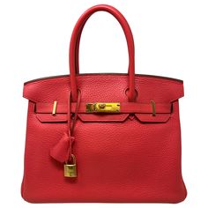 Hermes Rose Jaipur Birkin 30 Bag. Excellent condition. Clemence leather. Gold hardware. Soft rosy pink red color. Interior clean. Pretty color for Spring or if you want a pretty pop of color. Includes clochette, lock, keys, and dust bag. Guaranteed authentic. Birkin 30, Interior Clean, Color Interior, Modernist Jewelry, Hermes Birkin 30, Togo Leather, Kelly Bag, Rosy Pink, Vintage Hermes