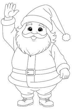 santa claus is waving his hand in the air coloring pages for kids, christmas coloring pages,