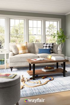 the living room is clean and ready to be used as a children's playroom