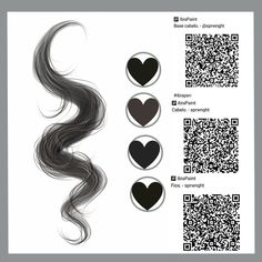 an image of some hair with different shapes and colors on it, including the heart