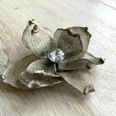 Gently Worn Elegant Spring Gift Brooches, Elegant Gold Brooches For Spring, Elegant Flower Brooch For Spring, Flower Shaped Brooches For Spring Party, Flower Shaped Brooches With Flower Decoration For Party, Party Flower Shaped Brooch With Flower Decoration, Handmade Flower Silver Brooches, Handmade Flower Shaped Silver Brooches, Handmade Silver Flower Brooches