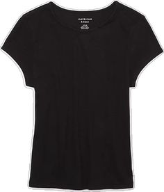 Stretch Cotton T-shirt With Scoop Neck, Cotton Scoop Neck Layering T-shirt, Cotton Scoop Neck T-shirt For Layering, Stretch Cotton T-shirt With Cap Sleeves, Stretch Cotton Cap Sleeve T-shirt, Black Stretch T-shirt With Ribbed Neckline, Cotton Short Sleeve Top For Layering, Basic Stretch T-shirt For Layering, Stretch Short Sleeve T-shirt For Layering