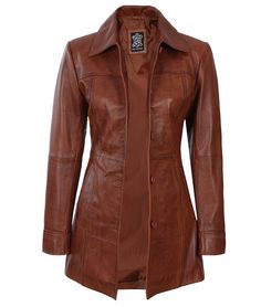 Cognac Petite Leather Coat For Women
Looking for a timeless and stylish piece to add to your wardrobe? This gorgeous women's 3/4 length cognac petite leather coat is ideal! Made from 100% real lambskin leather, it's durable and will only look better with age. The polyester lining ensures you'll be comfortable all day long, while the button closure and shirt-style collar give it a classic look. Plus, there are two outside pockets and one inside pocket, so you can always keep your essentials close Peplum Leather Jacket, Asymmetrical Leather Jacket, Varsity Jacket Women, Distressed Leather Jacket, Leather Coat Womens, Womens Black Leather Jacket, Leather Jacket With Hood, Cropped Leather Jacket, Coat For Women