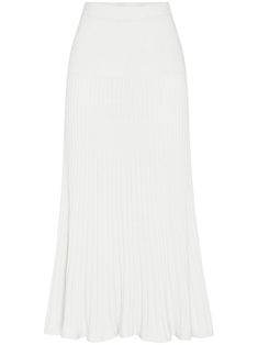 white cotton knitted construction panelled design ribbed-knit panel high-waisted ribbed waistband straight hem maxi Ribbed Maxi Skirt, Anna Quan, Shoe Technology, Knit Maxi Skirt, Socks And Sandals, Top Beauty Products, Knit Skirt, Lady Dior, Active Wear For Women