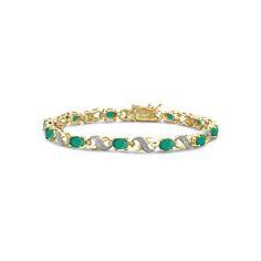 Gold Emerald Bracelets For Formal Occasions, Elegant Green Diamond Bracelet In 14k Gold, Elegant Yellow Gold Diamond And Emerald Bracelet, Luxury Gold Bracelet With Emerald, Green Emerald Gemstone Tennis Bracelet, Emerald Jewelry, White Diamond, Diamond White, Emerald