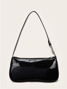 Type: Baguette Bag Style: Fashionable Color: Black Magnetic: No Bag Size: Small Pattern Type: Plain Material: PU Leather Composition: 100% PU Leather Simple Shoulder Bag, Rosa Coral, Minimalist Bag, Bags For Teens, Baguette Bag, Cosplay Outfits, Black Pattern, Winter Style, Blue Bags