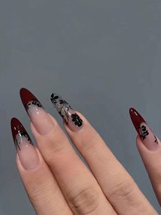 Mari Core, Pink Stiletto Nails, Long Almond, Nails Press, Goth Nails, Grunge Nails, Nails Fashion, Fake Nails With Glue, Pretty Gel Nails