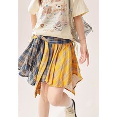 Z-320-03 Cute Girly Summer Outfits, Irregular Skirt, Yellow Pattern