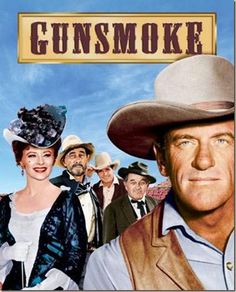 the gunsmoke dvd cover with an image of two men and women in hats