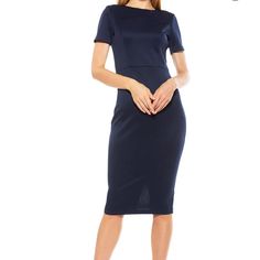 New With Tags, Purchased Online And It Doesn’t Quite Fit Me, Missed My Return Window Navy Blue Stretch Midi Dress For Formal Occasions, Elegant Short Sleeve Elastane Mini Dress, Navy Fitted Midi Dress, Office Bodycon Midi Dress In Elastane, Formal Sheath Elastane Dress, Blue Knee-length Elastane Bodycon Dress, Formal Midi-length Elastane Bodycon Dress, Blue Elastane Knee-length Bodycon Dress, Office Sheath Midi Dress In Elastane