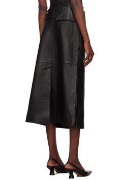 REMAIN Birger Christensen: Black Bonded Leather Midi Skirt | SSENSE Leather Skirt Midi, Birger Christensen, Leather Midi Skirt, Skirt Midi, Belt Buckles, Leather Skirt, Midi Skirt, Skirt, Free Shipping