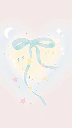 a pink background with stars and a blue ribbon