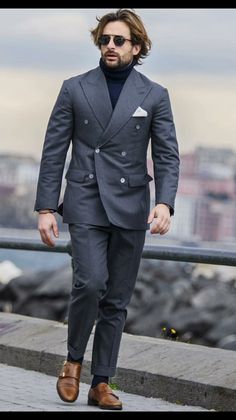 Men's Premium Dark Grey 2 Piece Double Breasted Suit - Etsy