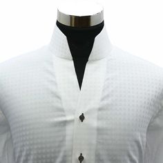 "Men's High Open V Collar White Checks, Chekered  100% Cotton Long Sleeves Dress Shirt In Black Buttons, Contrast Buttons. MADE-TO-ORDER CLOTHES Shirt Style: Karl Lagerfeld Style/ High Chinese Mandarin Collar/ High Open V Collar Collar Style: 3\" High Stiff Buttonless Collar Pockets: Without pocket (Chest pocket can be added on request) Fabric: 100% Giza cotton soft & comfortable fabric Sleeves: Full Sleeves/ Long Sleeves Fine stitched (20-21 stitches per inch) Cleanly finished buttonholes Flat Felled Seams Hand cut and sewed individually High-quality tailoring Savile Row / British style collar Cuff: 4\" wide single cuff, with 3 buttons These shirts are made with a single cuff. For the double cuff, please leave us a message. * The shirts are made on order in our family-run workshop. Thus w Formal White Shirt With Stand Collar, White Formal Shirt With Stand Collar, Classic White Shirt With Stand Collar, White Short Sleeve Dress Shirt For Formal Occasions, Formal Short Sleeve Dress Shirt With Placket, Classic Shirt With Stand Collar And Placket, White Semi-formal Shirt With Buttons, White Dress Shirt With Collar And Buttons, White Dress Shirt With Collar Buttons