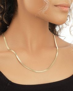 Looking for a classic herringbone chain necklace that will never go wrong? We've got just the thing. Add a dash of shine to any outfit in your wardrobe when you're wearing this sleek, versatile chain. Materials: 14K gold or rhodium plated brass Features: Choice of 18"/20"/24" length, 0.15" width, Lead & Nickel free, lobster clasp Chic Herringbone Necklace With Adjustable Chain, Classic Herringbone Snake Chain Necklace, Trendy Silver Herringbone Snake Chain Necklace, Silver Herringbone Necklace With Snake Chain, Trendy Silver Herringbone Necklace, Chic Silver Box Chain Necklace, Minimalist Metal Herringbone Necklace, Trendy Herringbone Necklace With Snake Chain, Trendy Herringbone Clavicle Necklace With Snake Chain