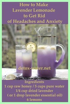 Unbelievable  content. Getting Rid Of Headaches, Lavender Lemonade, Healthy Drinks Recipes, Natural Detox, Body Detox, Water Recipes, Detox Water, Detox Juice, Health Drink