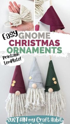 the instructions for how to make gnome christmas ornaments