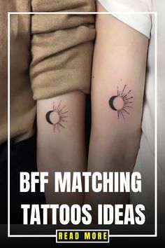 two people with matching tattoos on their arms and the words bff matching tattoos ideas read more