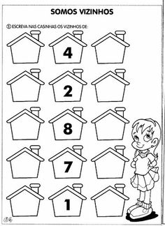 a worksheet with numbers and shapes for the house