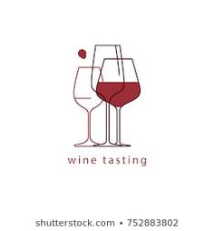 two glasses of wine with the words wine tasting written on them in red and white