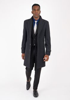 Stay warm and look sophisticated with this Charcoal Wool Classic Overcoat. Made with luxurious melton wool, this custom-made overcoat is perfect for both office and event wear. Experience the luxury of its tailored fit and feel the warmth of the ultimate winter coat. Luxury Men's Wool Coat With Welt Pockets, Tailored Wool Single-breasted Peacoat, Tailored Double-breasted Wool Peacoat, Charcoal Overcoat Men, Luxury Wool Single-breasted Peacoat, Look Sophisticated, Long Light, Wool Overcoat, Body Scanning