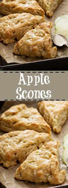 apple scones on baking sheet with spoons