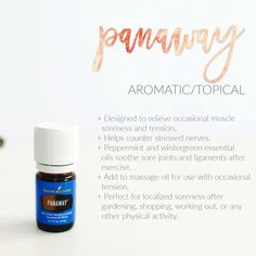 Panaway Essential Oil, Wintergreen Essential Oil, After Exercise, Young Living Essential Oils Recipes, Essential Oils Guide, Yl Essential Oils, Muscle Soreness, Essential Oil Blends Recipes, Living Essentials Oils