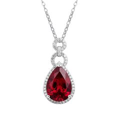 Features The Pear Ruby Sterling Silver Halo Necklace Pendant feature a classic and stylish design style suitable for any occasion. Made all by hand! It truly deserves a spot in every jewelry collection. Beautifully crafted, this style is sure to become a treasured keepsake. Each Ruby used for our jewelry was carefully Formal Pear-shaped Gemstone Necklaces, Formal Pear-shaped Gemstone Necklace, Elegant Drop Necklaces With Jewels, Elegant Drop Jewel Necklaces, Anniversary Pear-shaped Necklace With 17 Jewels, Elegant Jeweled Pendant Drop Necklace, Teardrop Fine Jewelry Necklace With Elegant Design, Teardrop Necklace With Elegant Design In Fine Jewelry Style, Teardrop Shaped Fine Jewelry Necklace With Elegant Design