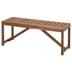 a wooden bench sitting on top of a white background