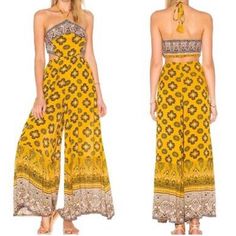 Nwot Free People Mariabelle Yellow Mustard Boho Jumpsuit Moroccan Size M * Elastic Back * Elastic Waist * Boho Tribal Print * Very Wide Flare Legs Please Check The Pictures For Measurements And More Details. Moroccan Colors, Border Fabric, Boho Jumpsuit, Festival Pants, Yellow Mustard, Plaid Fabric, Free People Pants, Pink Yellow, Pant Jumpsuit