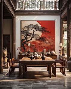 Moody Asian Interior, Chinese Inspired Living Room, Modern Orientalism, Chinese Dining Room Design, Interior Types, Kitchen Japanese Style, Asian Inspired Living Room, Modern Chinese Interior, Chinese Interior Design