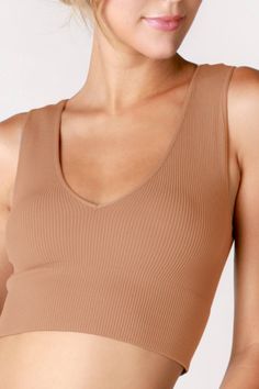 *92% Nylon,8% Spandex*Ribbed construction*Dramatic V-neckline*Cropped silhouette*Exclusively ours*One size #ItchyBumpsOnMySkin Loose Skin, Crop Tank Top, Sand Beige, Neck Crop Top, Knit Crop Top