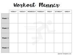 a printable workout planner for the week