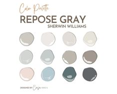 the color palette for warm gray is shown in several different sizes and colors, including one with