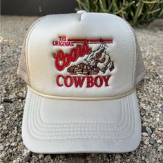 Embroidered Coors Cowboy Mesh Trucker Hat. Snapback Adjustable Western Gift Ideas Men, Western Men Gifts, Cowboy Gifts For Men, Western Trucker Hats, Coors Cowboy, Western Things, Western Wardrobe, Mens Cowboy Hats, Country Hats