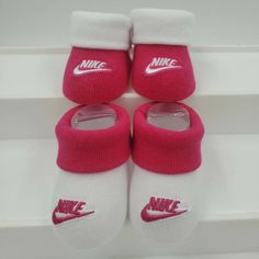 New Without Box. 2 Pair Of Nike Baby Girls Slip On Booties (On Plastic Shoe Molds) Size 0-6 Months Pink & White Awesome Baby Shower Gift! Fast Shipping From North Carolina. Stored In A Smoke Free Environment. Nike Baby Girl Outfits, Toddler Nike Shoes, Baby Nike, Baby Shoe Sizes, Best Baby Shower Gifts, Toddler Boots, Black And White Shoes, Toddler Boy Shoes