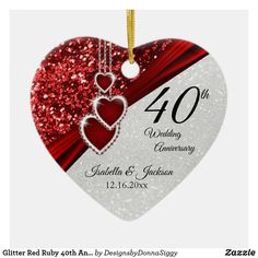 a heart shaped ornament with the number forty on it