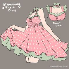 Cute Dress Drawing Reference, Cute Dress Ideas Drawing, Cute Dresses Drawings Art, Drawing Inspo Clothes, Cute Dress Designs Drawings, Cute Outfits For Drawings, Dresses Reference Drawing, Kawaii Dress Drawing, Cute Outfit Designs Drawing