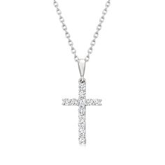 Cross Necklace Diamond, Silver Diamond Necklace With Cross Pendant, Silver Diamond Cut Pendant Cross Necklace, White Diamond Cross Pendant Necklace, Sterling Silver Diamond Cut Pendant Cross Necklace, 23 Bday, Formal Cross-shaped Sterling Silver Diamond Necklace, Silver Cross Jewelry, Bday Vibes