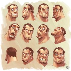 an image of various facial expressions on a cartoon character